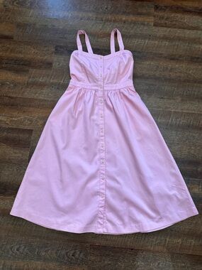 Madewell Light Pink Button-Front Midi Sundress Size 6 Tie Back Cotton Blend